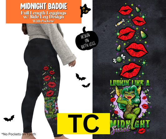Midnight Baddie Full Length Leggings w/ Side Leg Designs