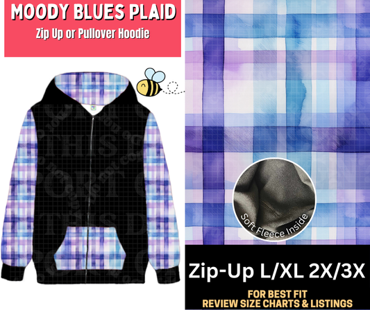 Moddy Blues Plaid Zip-Up Hoodie