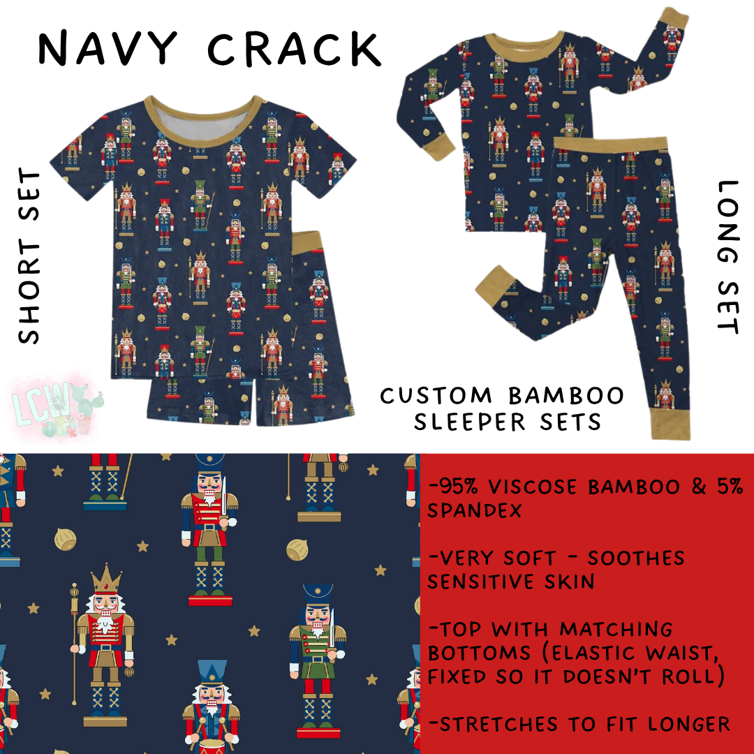 Batch #593 - Little Dreamers Christmas 3 - Closes 10/2 - ETA late Nov - Navy Crack Bamboo Short and Long Sleeper Set