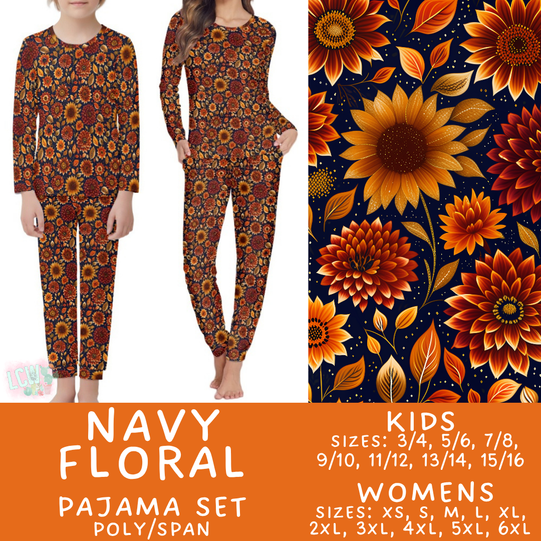 Batch #580 - Fall Family Pajamas 2 - Closes 9/4 - ETA early Nov - Navy Floral Women's & Kid's Pajama Set