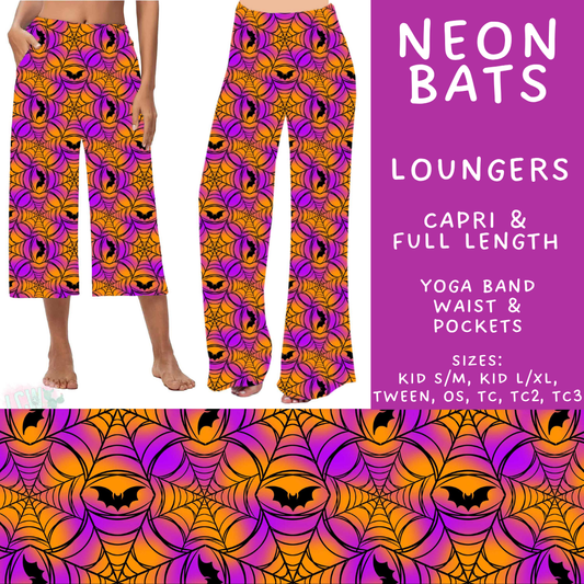 Batch #566 - Halloween 5 - Closes 8/7 - ETA early October - Neon Bats Capri and Full Length Loungers