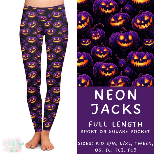 Ready To Ship - Neon Jacks Full Length Leggings - Square Pocket TC2