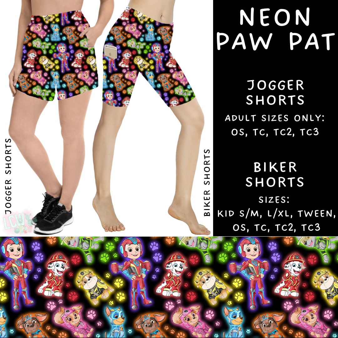 Ready To Ship - Neon Paw Pat Jogger Shorts - OS