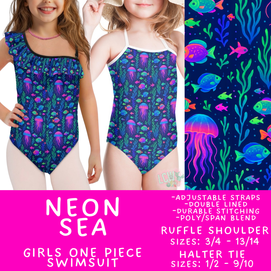 Batch #543 - Pool Party 2 - Closes 6/15 - ETA early/mid August - Neon Sea Girl's Swimsuit