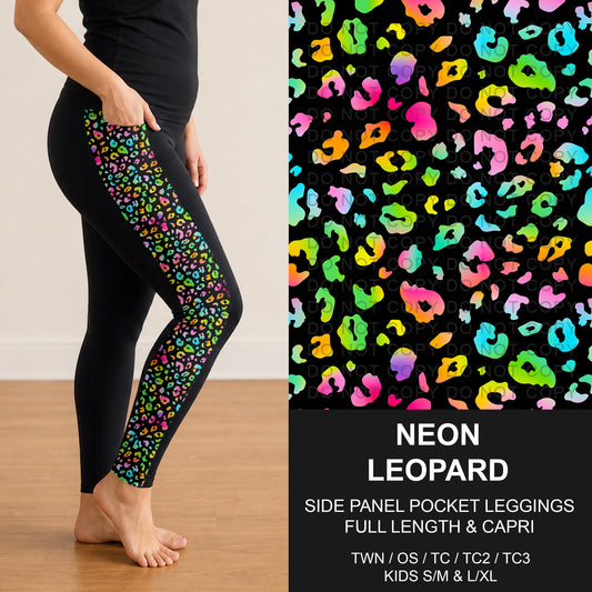 B300 - Preorder Neon Leopard Side Panel Pocket Leggings (Closes 7/15. ETA: mid Sept.)