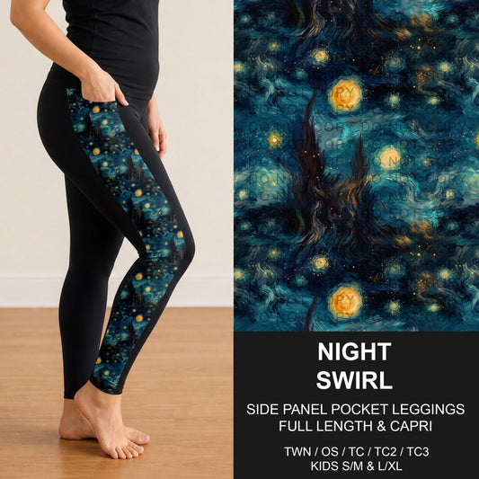 B318 - Preorder Night Swirl Side Panel Pocket Leggings (Closes 10/25. ETA: late Dec.)