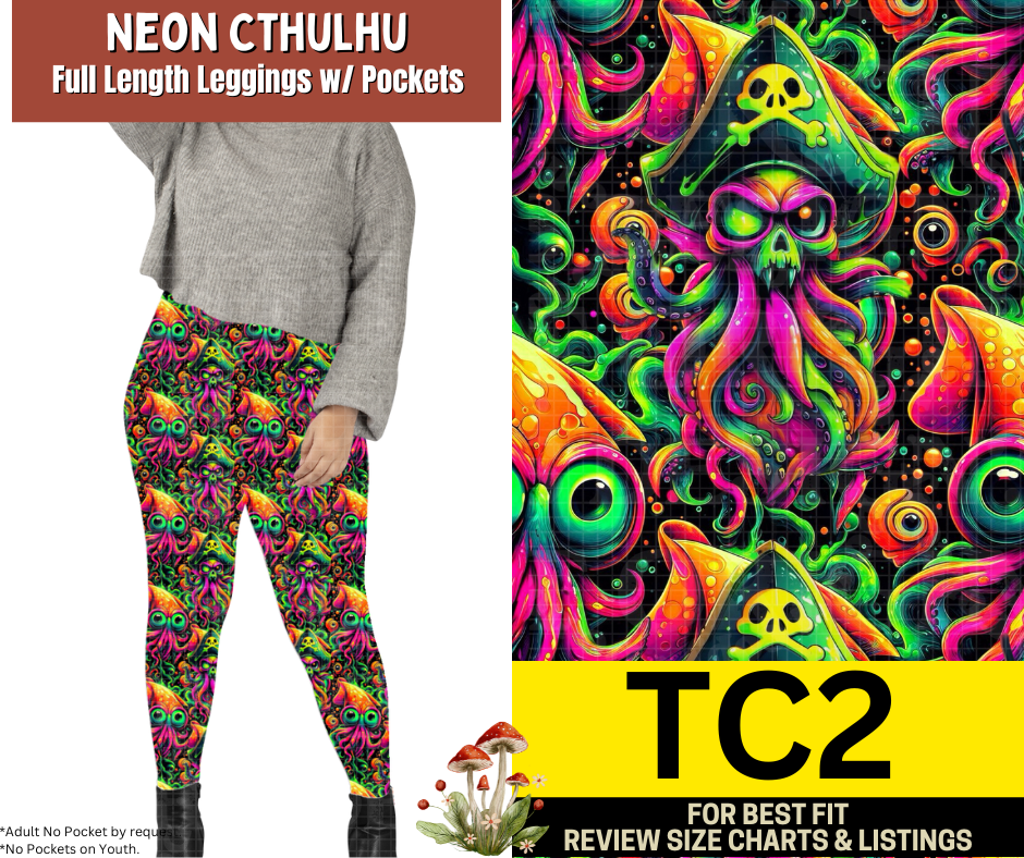 Neon Cthulhu Full Length Leggings w/ Pockets
