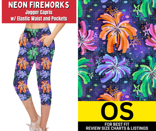 Neon Fireworks Jogger Capri