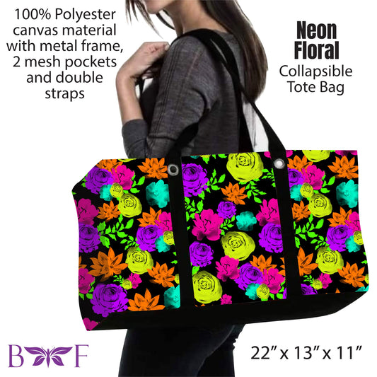 Neon Floral large tote and 2 inside mesh pockets