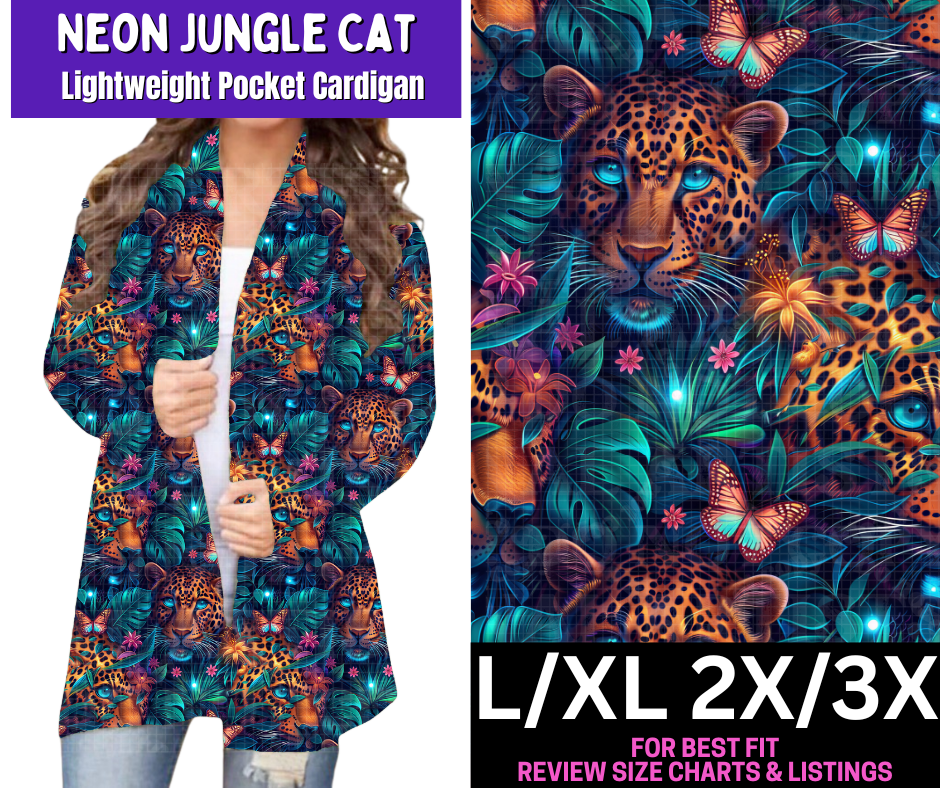 Neon Jungle Cat Pocket Cardigan