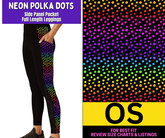 Neon Polka Dots Side Panel Pocket Full Length Leggings