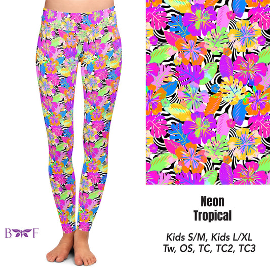 Neon Tropical Leggings and Capris