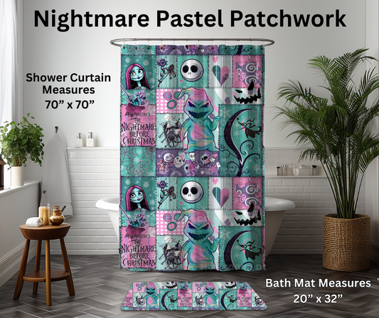 Preorder! Closes 1/6. ETA March. Nightmare Pastel Patchwork. Custom Shower Curtain and/or Bath Mat