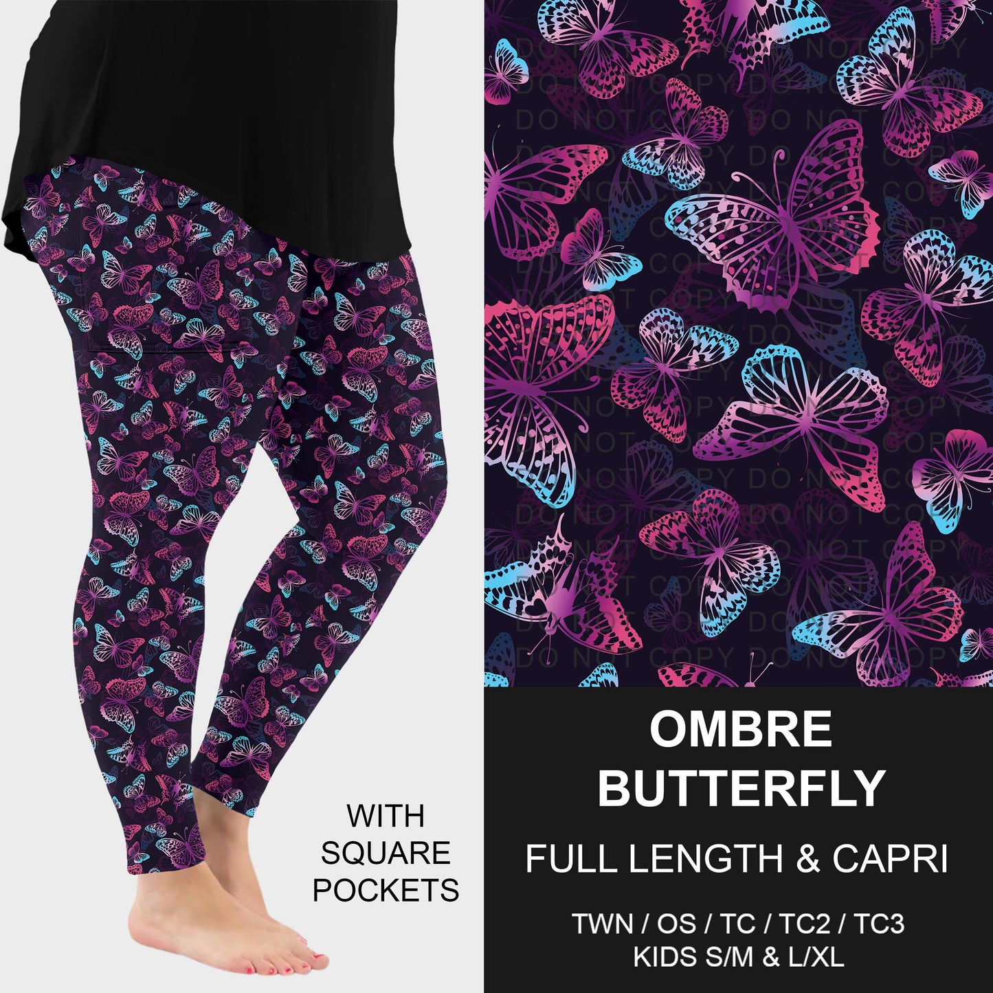 B314 - Preorder Ombre Butterfly Leggings w/ Pockets (Closes 9/27. ETA: late Nov.)