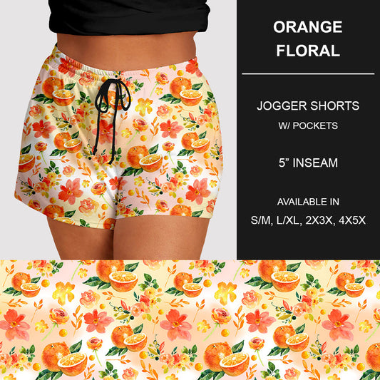 RTS - Orange Floral Jogger Shorts