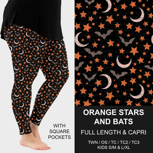 B305 - Preorder Orange Stars and Bats Leggings w/ Pockets (Closes 8/02. ETA: early Oct.)