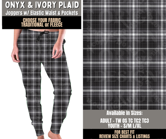 Preorder! Closes 10/28. ETA Jan. Onyx & Ivory Plaid Joggers Choose Fleece or Traditional