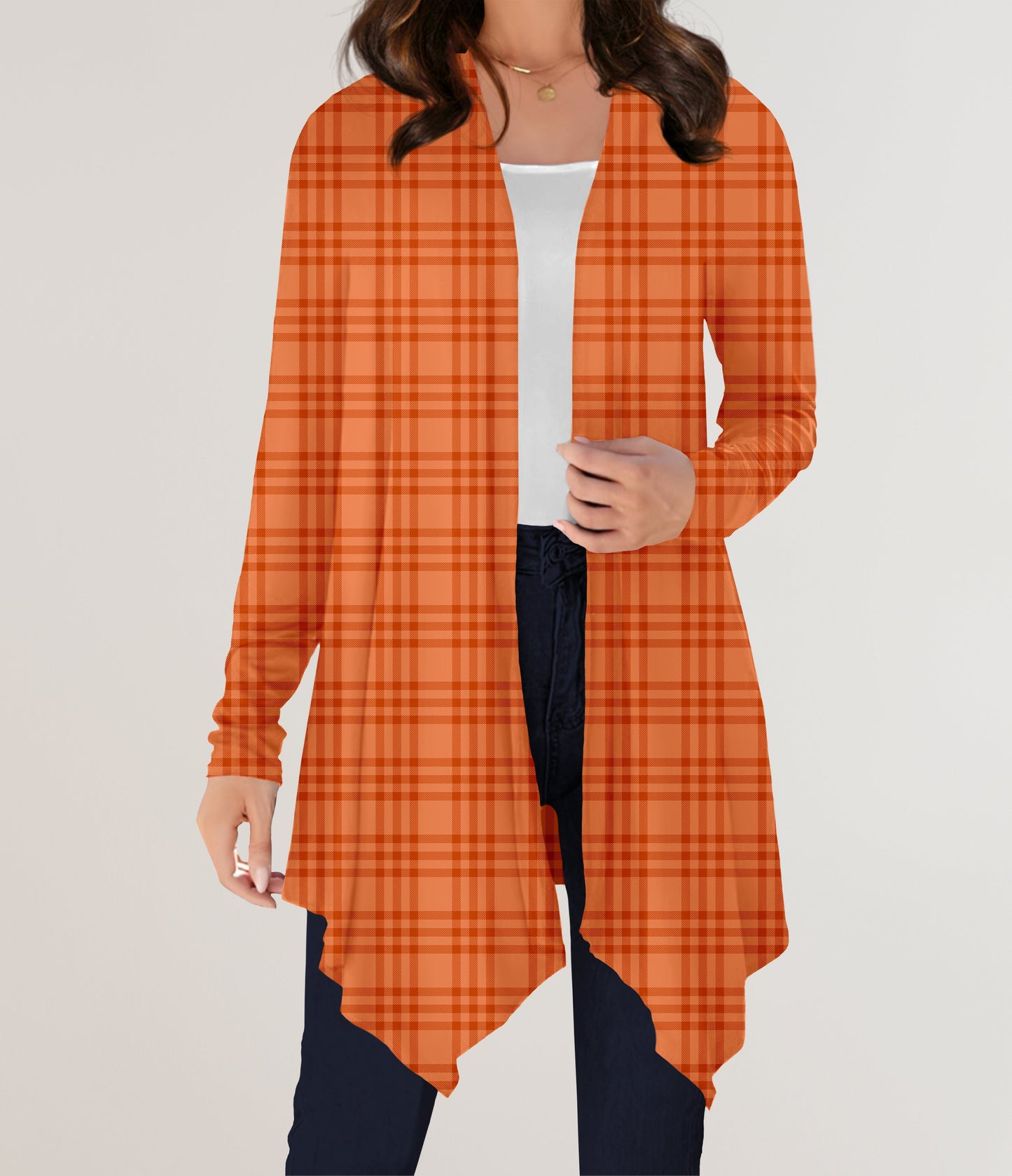 RTS - Orange Plaid Cardigan w/ Pockets