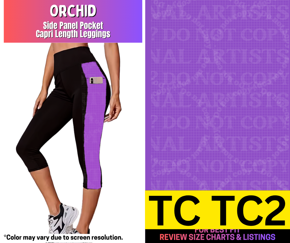 Orchid Side Panel Pocket Capri Length Leggings