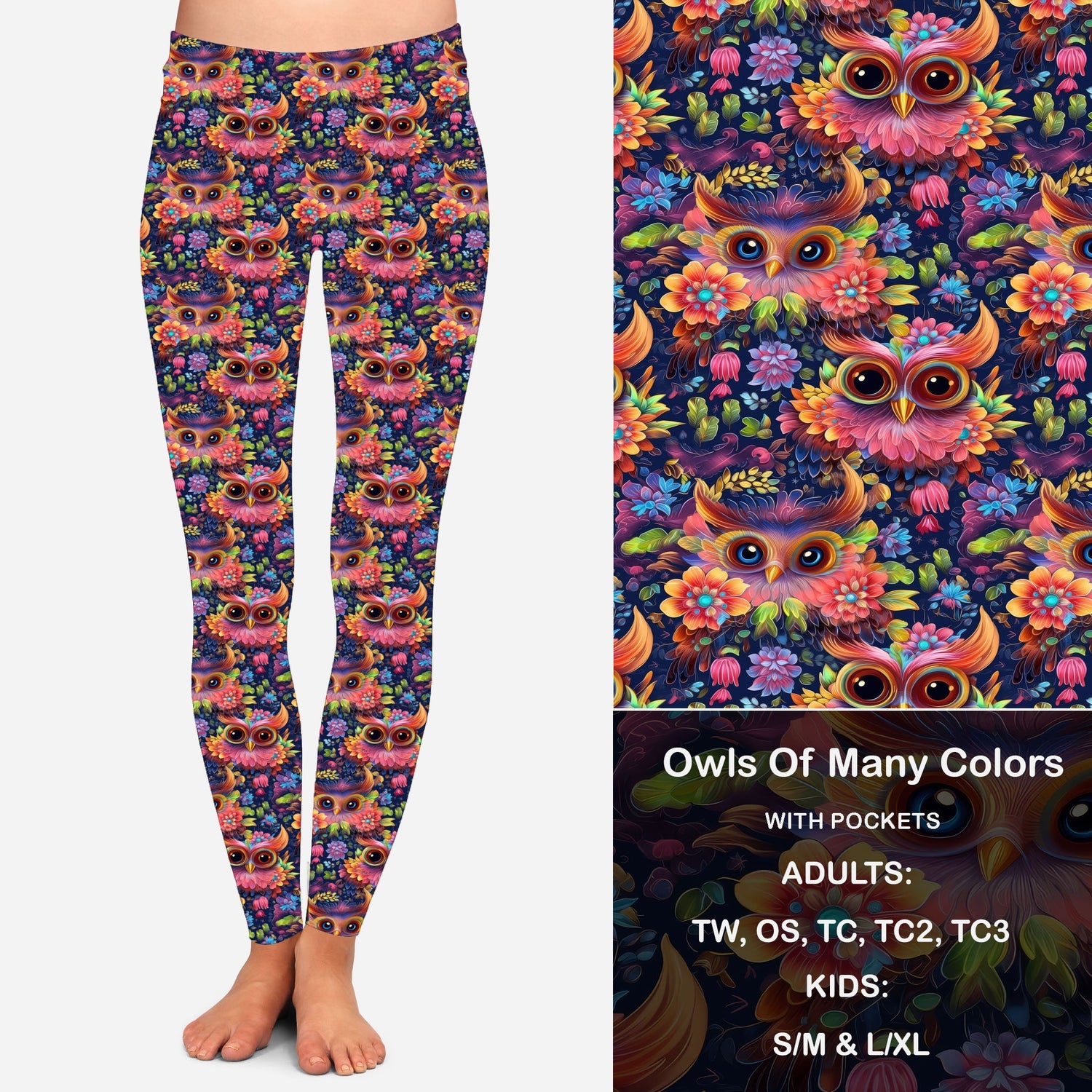 Owl of Many Colors Leggings with Pockets – Sarah Bears Beary Charming  Boutique