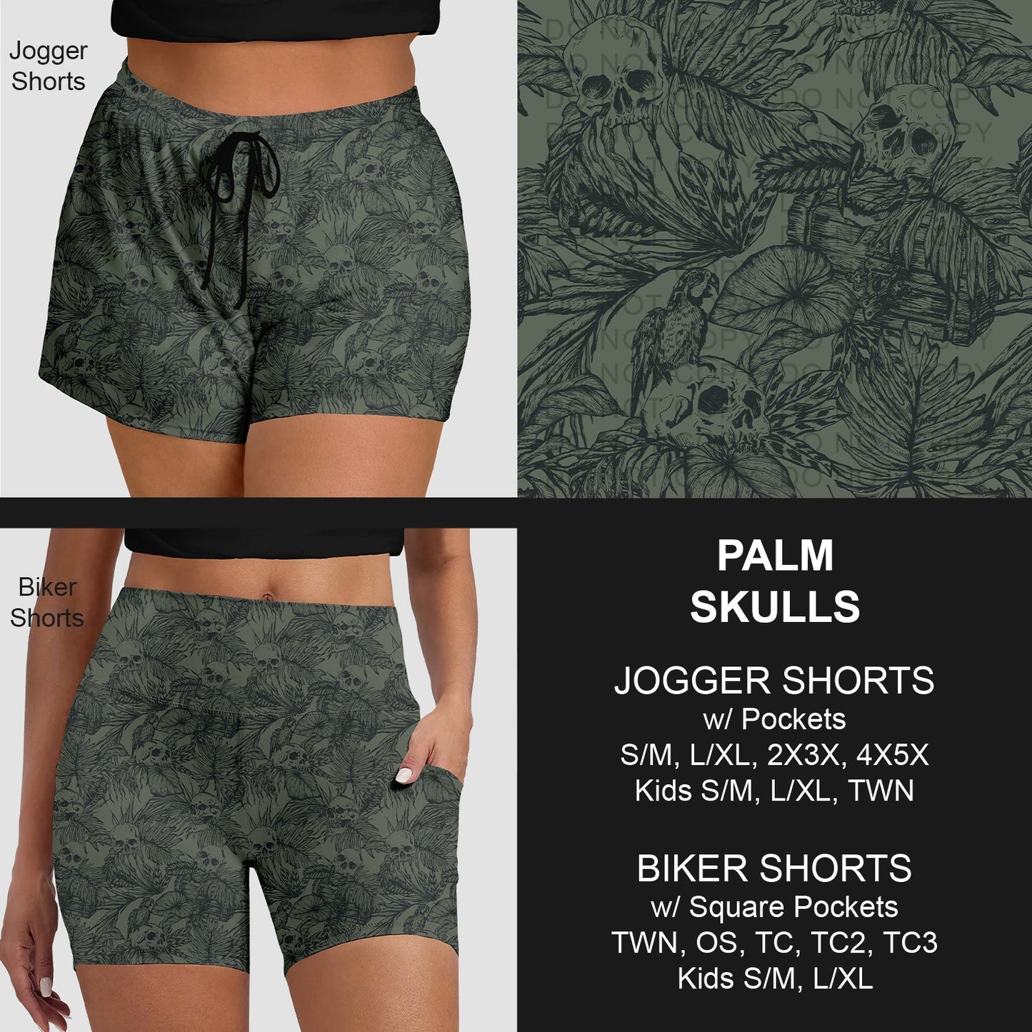 B281 - Preorder Palm Skulls Jogger/Biker Shorts (Closes 3/25. ETA: early June)