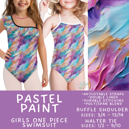 Batch #543 - Pool Party 2 - Closes 6/15 - ETA early/mid August - Pastel Paint Girl's Swimsuit