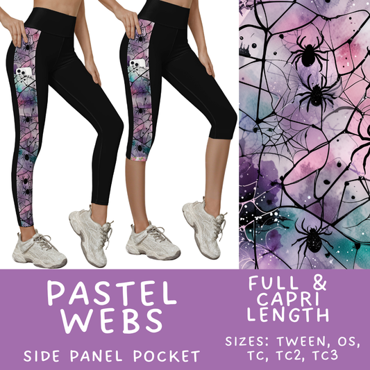 Batch #568 - Halloween Spooky Sets 3 - Closes 8/12 - ETA early October - Pastel Webs Pattern Side Pocket Capris & Leggings
