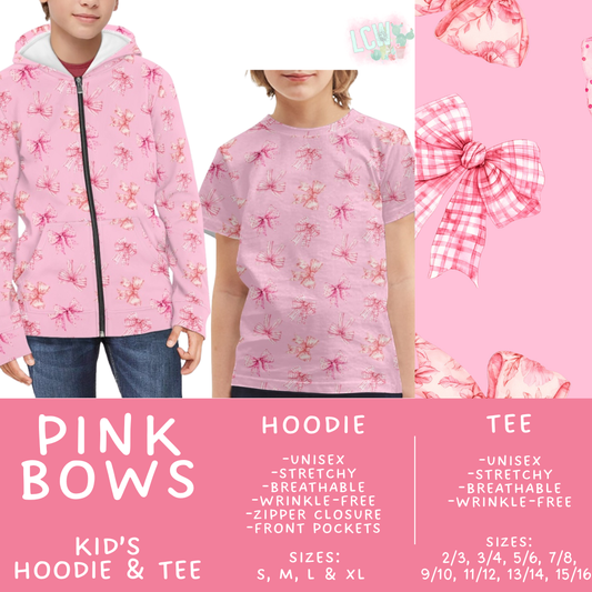 Batch #563 - Made for Play Collection - Closes 7/31 - ETA late Sept - Pink Bows Kid's Unisex Hoodie & Tee