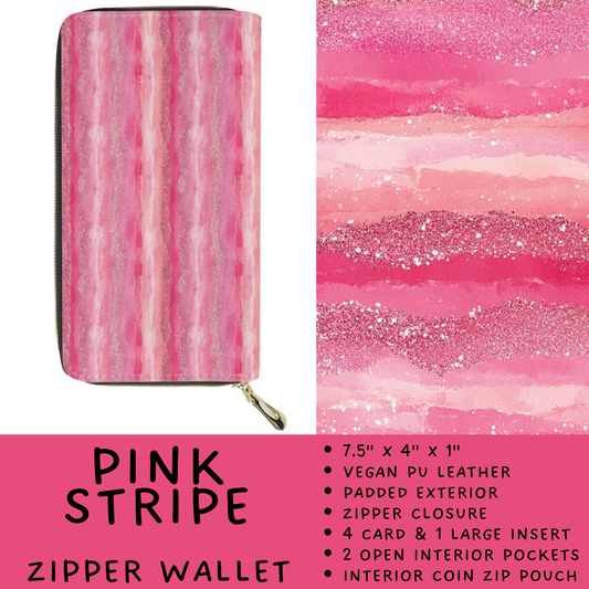 Batch #460 - Zip It Collection - Closes 12/5 - ETA late Jan - Pink Stripe Zipper Wallet
