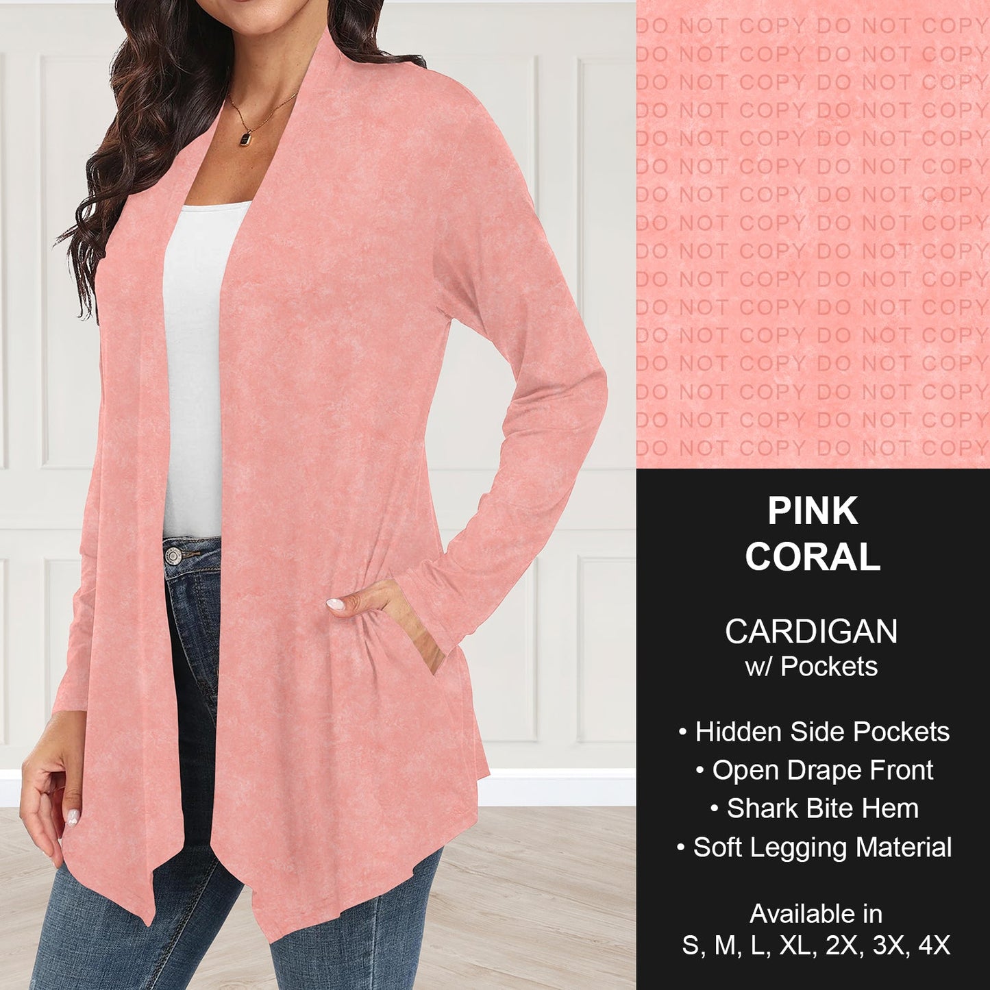 B280 - Preorder Pink Coral Cardigan w/ Pockets (Closes 3/22. ETA: late May)