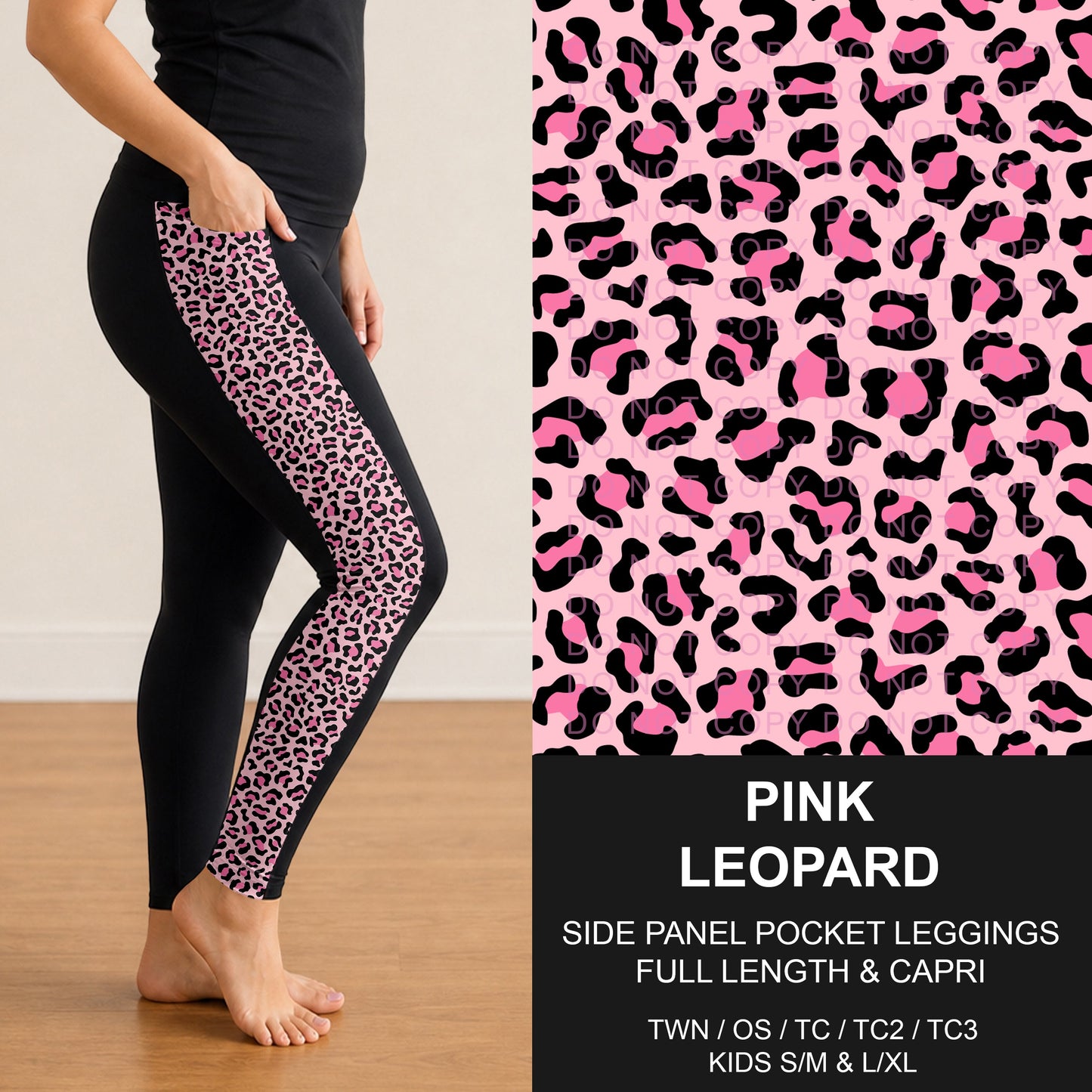 B300 - Preorder Pink Leopard Side Panel Pocket Leggings (Closes 7/15. ETA: mid Sept.)