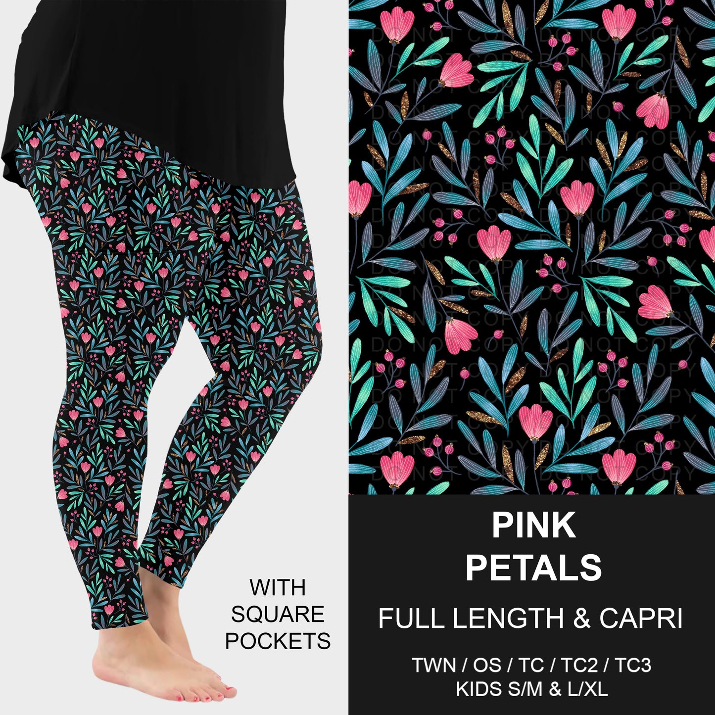 B317 - Preorder Pink Petals Leggings w/ Pockets (Closes 10/18. ETA: late Dec.)