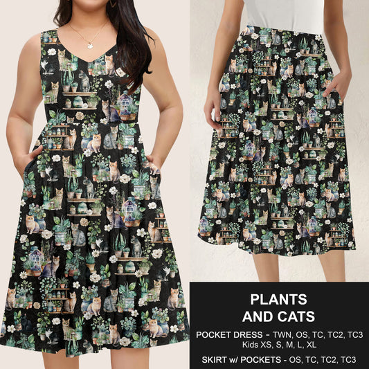 B285 - Preorder Plants and Cats Dress/Skirt with Pockets (Closes 4/15. ETA: mid June)
