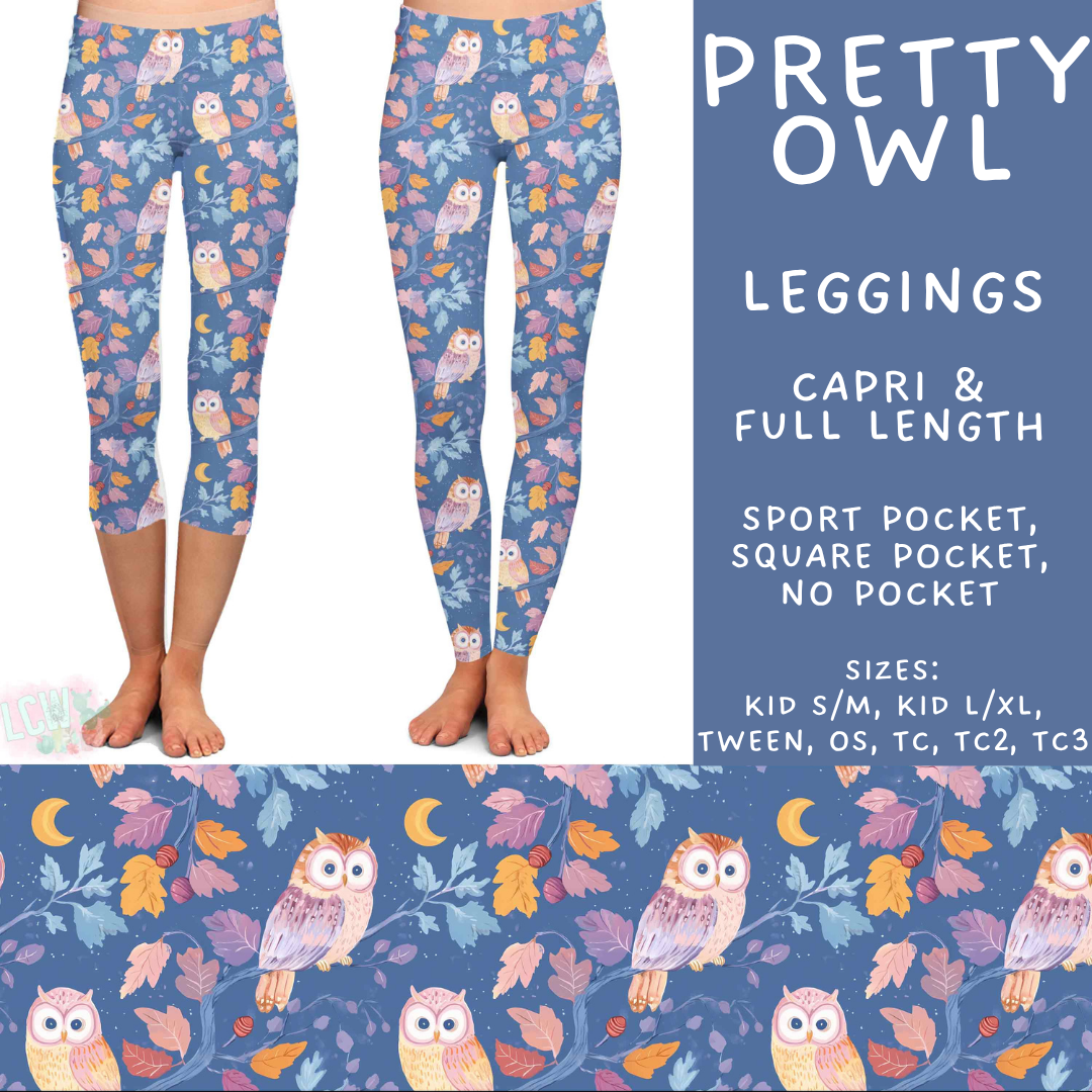 Batch #589 - August Request Run - Closes 9/23 - ETA mid/late Nov - Pretty Owl Full and Capri Length Leggings