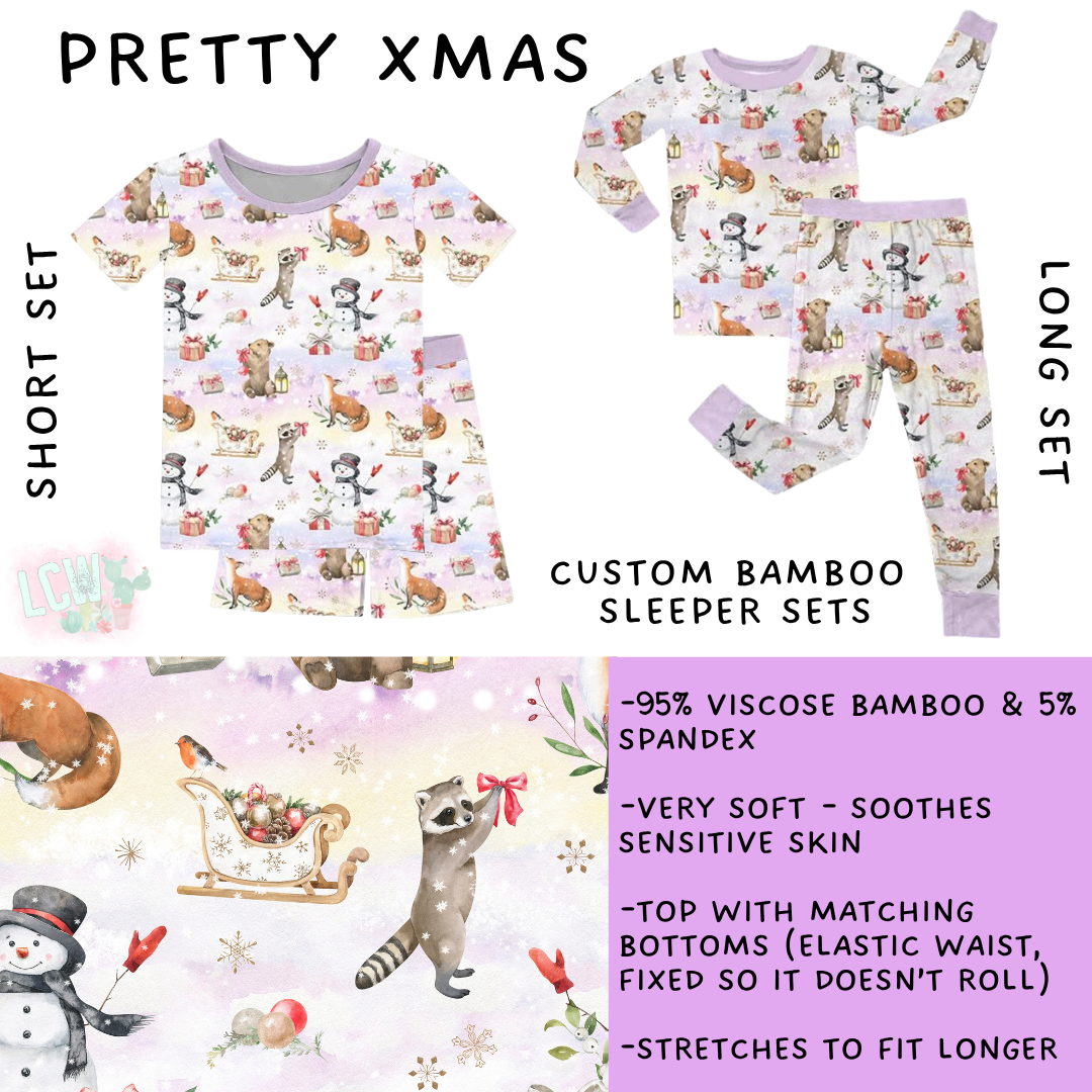 Batch #593 - Little Dreamers Christmas 3 - Closes 10/2 - ETA late Nov - Pretty Xmas Bamboo Short and Long Sleeper Set
