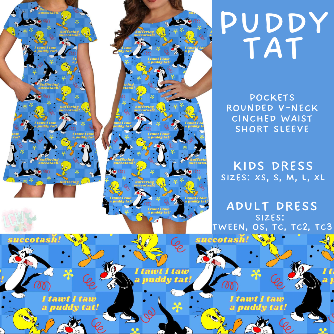 Batch #601 - Cool Characters 19 - Closes 10/21 - ETA mid Dec - Puddy Tat Adult & Kids Dresses