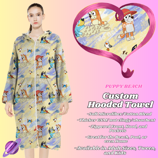 PUPPY BEACH- HOODED TOWEL- PREORDER CLOSING 4/27