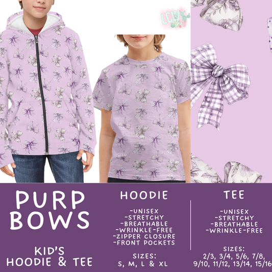 Batch #563 - Made for Play Collection - Closes 7/31 - ETA late Sept - Purp Bows Kid's Unisex Hoodie & Tee
