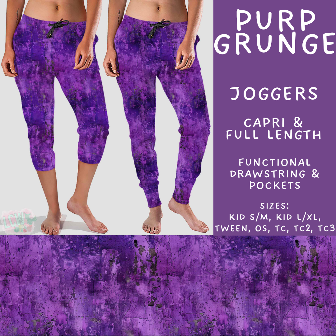 Batch #605 - Mardi Party - Closes 10/28 - ETA late Dec - Purp Grunge Full and Capri Length Joggers