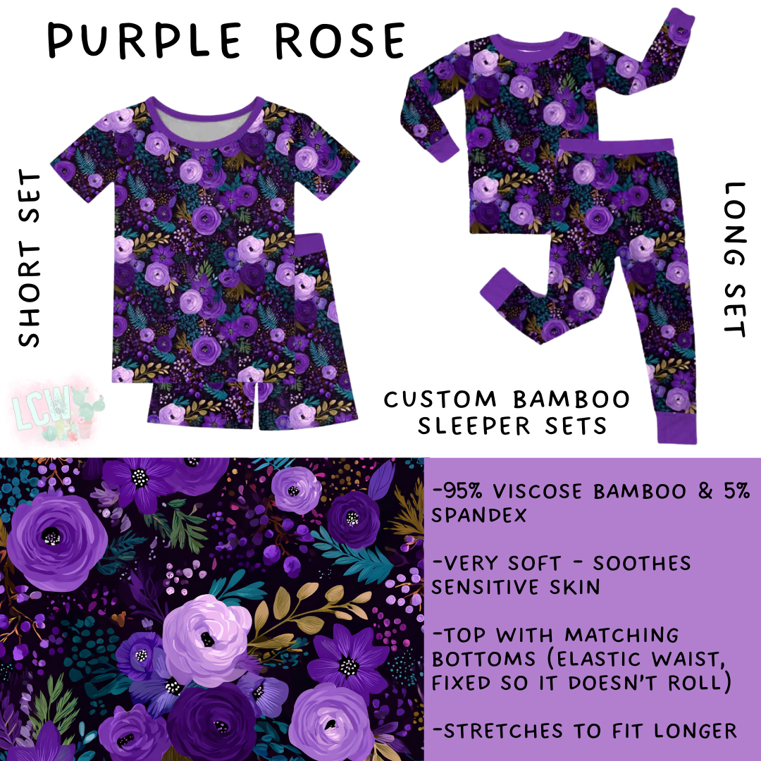 Batch #533 - Little Dreamers 8 - Closes 5/22 - ETA mid July - Purple Rose Bamboo Short and Long Sleeper Set