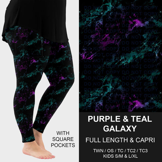 B291 - Preorder Purple and Teal Galaxy Leggings w/ Pockets (Closes 5/17. ETA: late July)