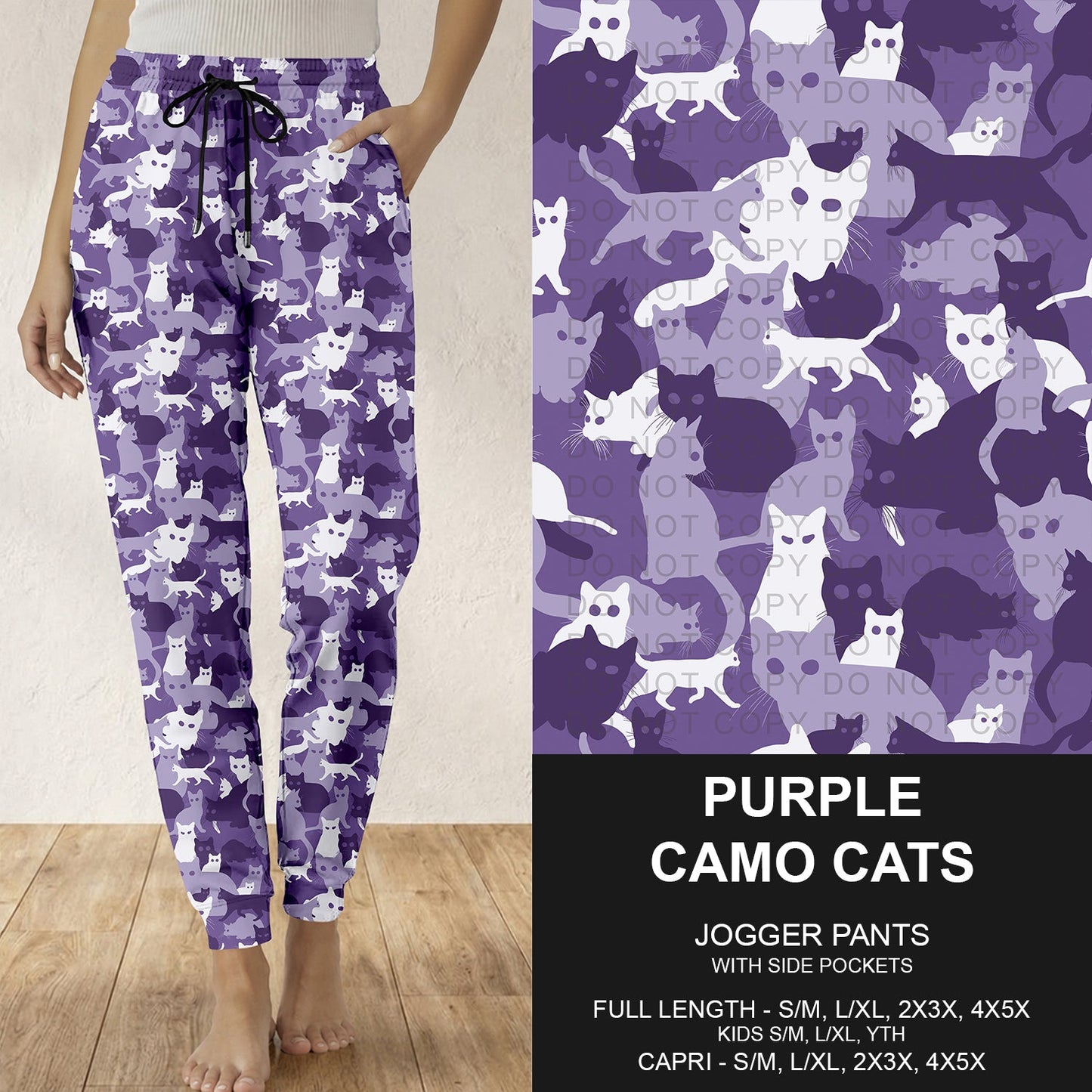 B310 - Preorder Purple Camo Cats Joggers (Closes 8/30. ETA: late Oct.)