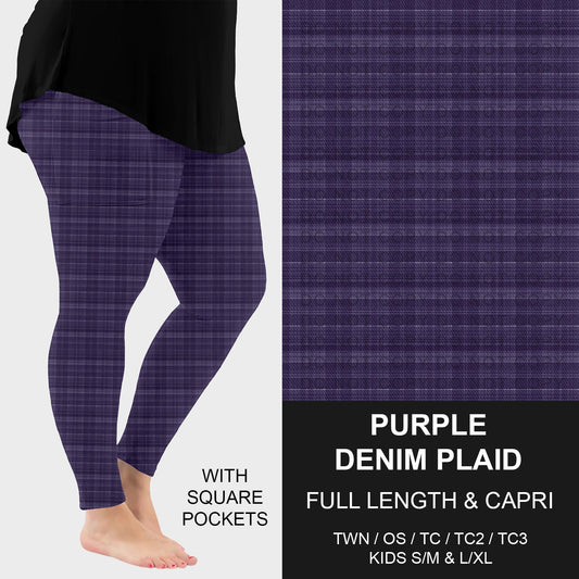 B301 - Preorder Purple Denim Plaid Leggings w/ Pockets (Closes 7/19. ETA: late Sept.)