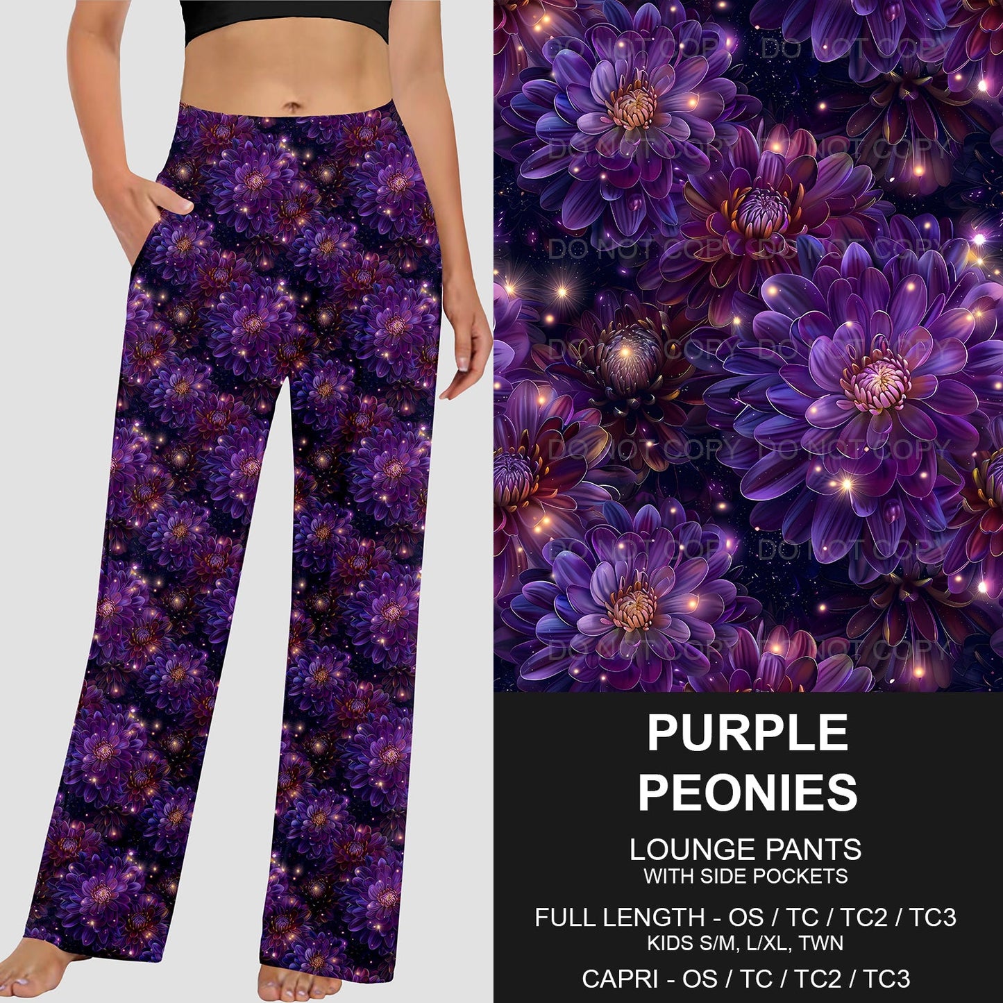 B208 - Preorder Purple Peonies Lounge Pants (Closes 1/26. ETA: early May)