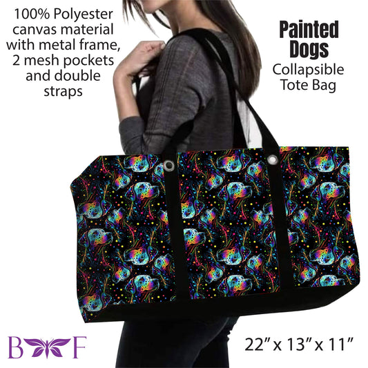Painted Dogs large tote and 2 inside mesh pockets