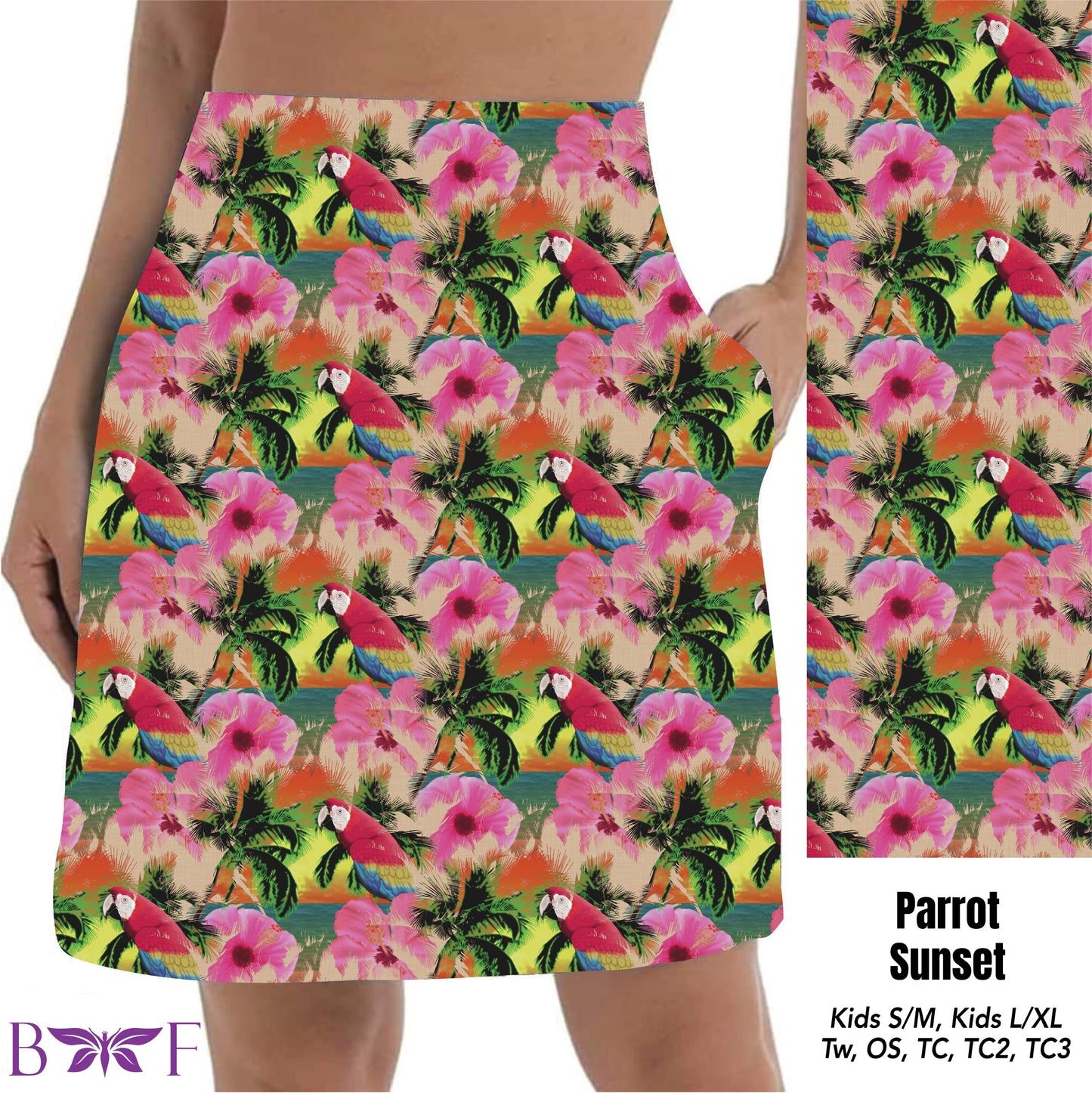 Parrot sunset skort