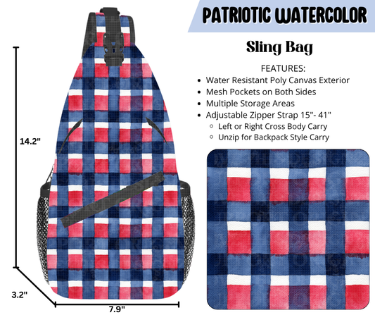 Patriotic Watercolor Sling Bag
