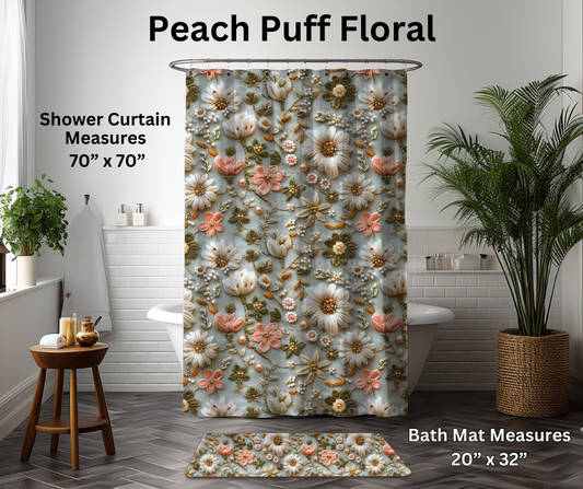 Preorder! Closes 1/6. ETA March. Peach Puff Floral Custom Shower Curtain and/or Bath Mat