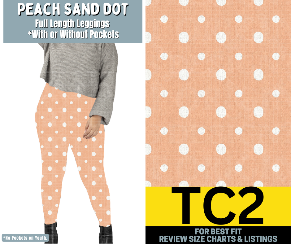 Peach Sand Dot Full Length Leggings w/ Pockets