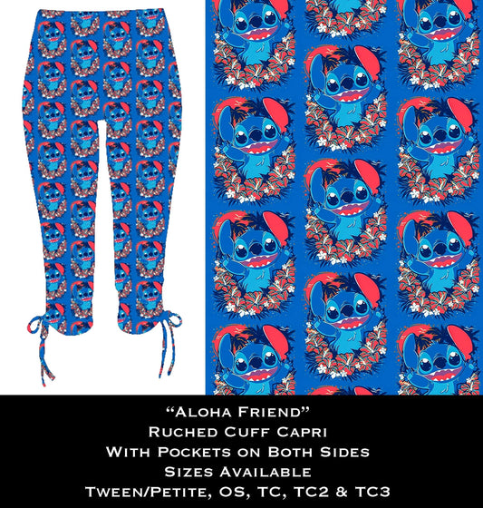 Aloha Friend Ruched Cuff Capris with Side Pockets -